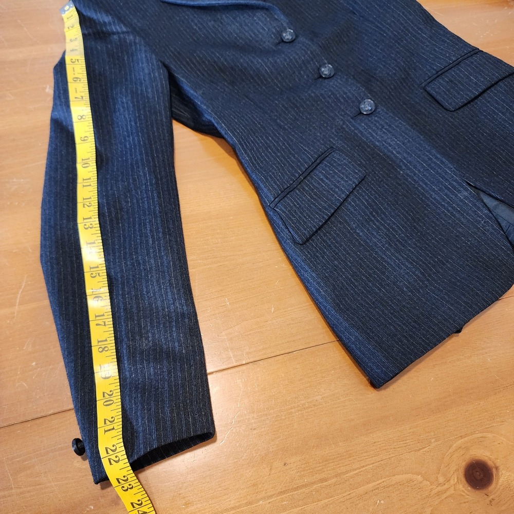 Pytchley Phillips & Piper Wool Pinstripe Riding Blazer Womens US 2 Gray Fox Head - Picture 10 of 12